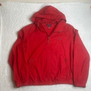 Polo Ralph Lauren men red full zip hooded canvas‎ Harrington jacket outdoors xxl